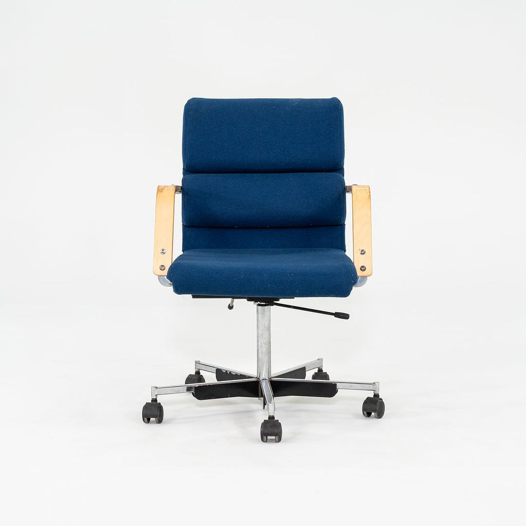 1980s Plaano Chair by Yrjo Kukkapuro for Avarte in Birch with Blue Fabric & Pneumatic Base