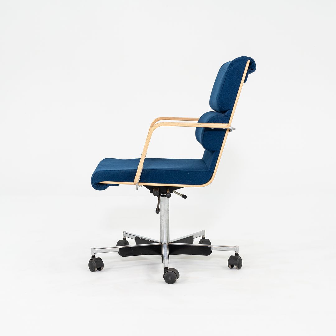 1980s Plaano Chair by Yrjo Kukkapuro for Avarte in Birch with Blue Fabric & Pneumatic Base