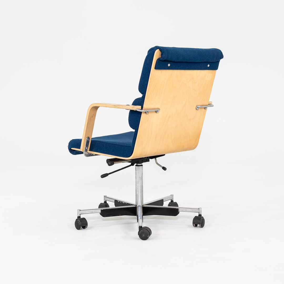 1980s Plaano Chair by Yrjo Kukkapuro for Avarte in Birch with Blue Fabric & Pneumatic Base