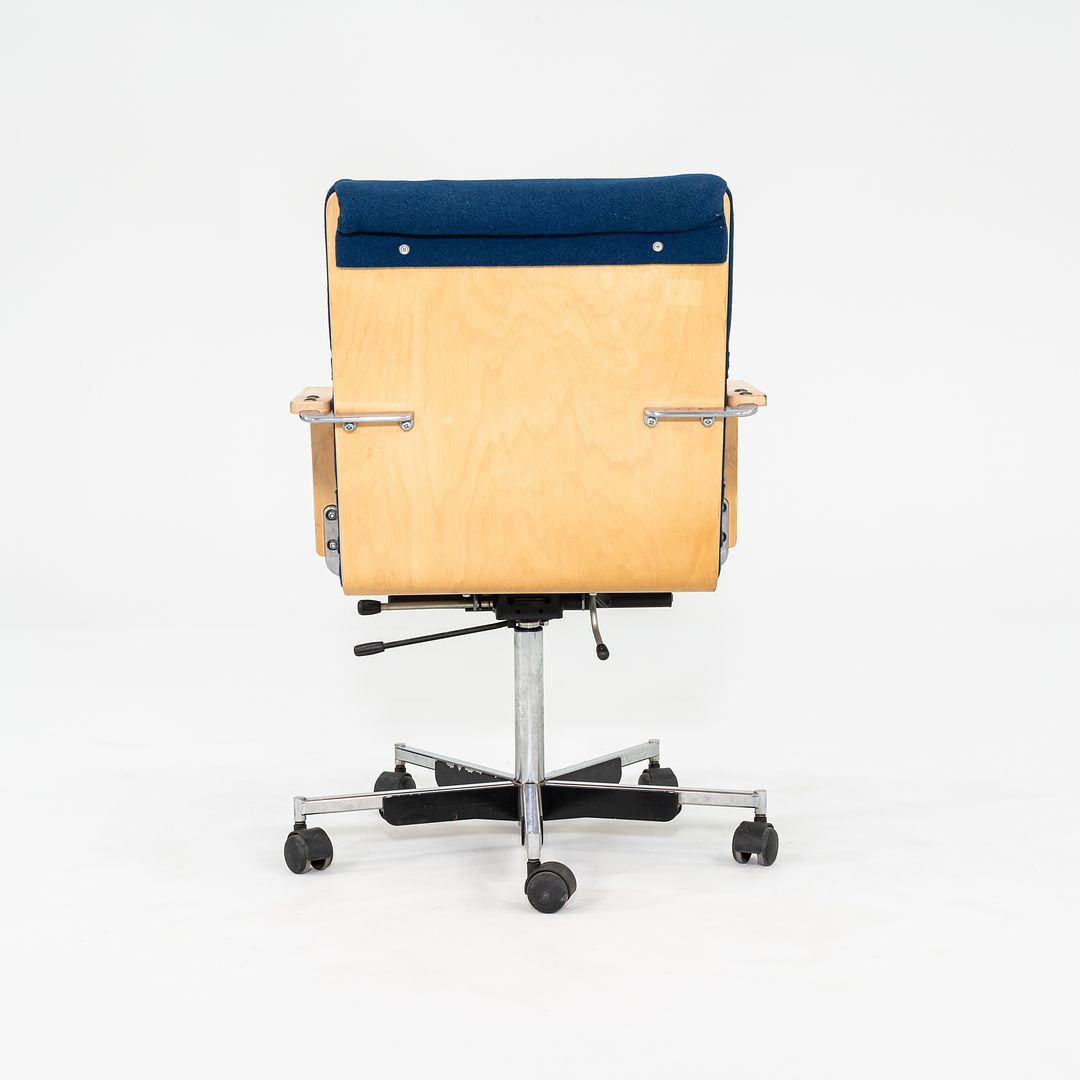 1980s Plaano Chair by Yrjo Kukkapuro for Avarte in Birch with Blue Fabric & Pneumatic Base