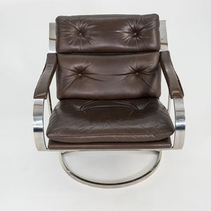 1998 Pair of 455 Series Lounge Chairs by Gardner Leaver and John Portman for Steelcase in Brown Leather