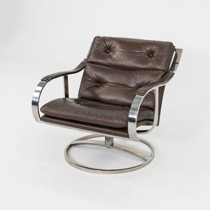 1998 Pair of 455 Series Lounge Chairs by Gardner Leaver and John Portman for Steelcase in Brown Leather