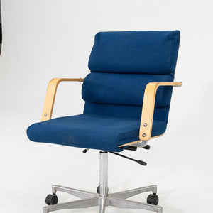 1980s Plaano Chair by Yrjo Kukkapuro for Avarte in Birch with Blue Fabric & Pneumatic Base