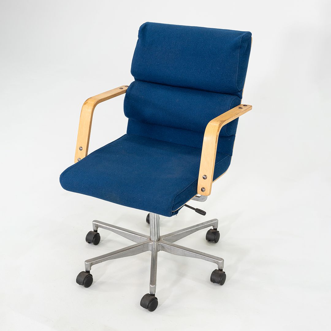 1980s Plaano Chair by Yrjo Kukkapuro for Avarte in Birch with Blue Fabric & Pneumatic Base