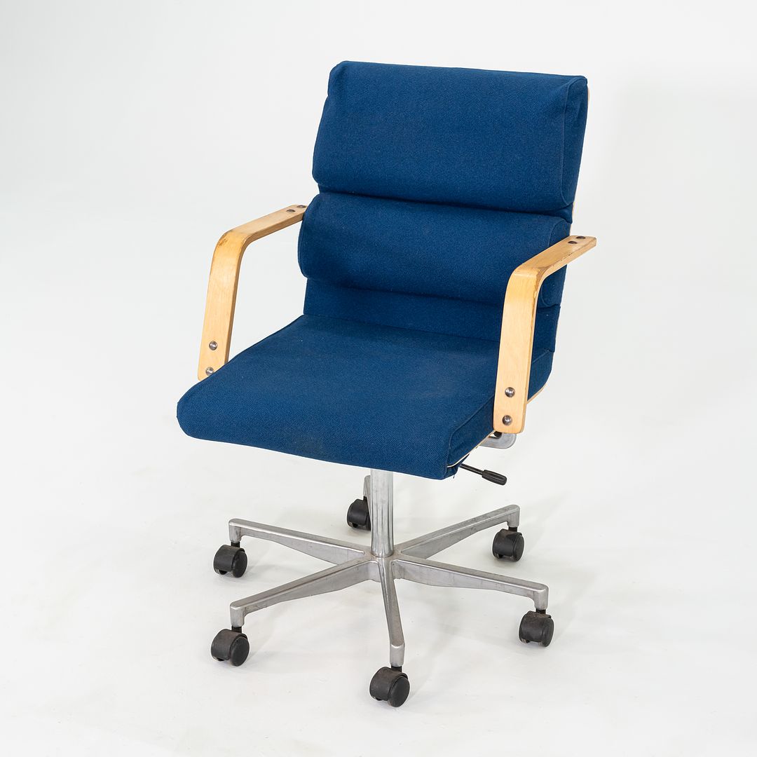 1980s Plaano Chair by Yrjo Kukkapuro for Avarte in Birch with Blue Fabric & Pneumatic Base