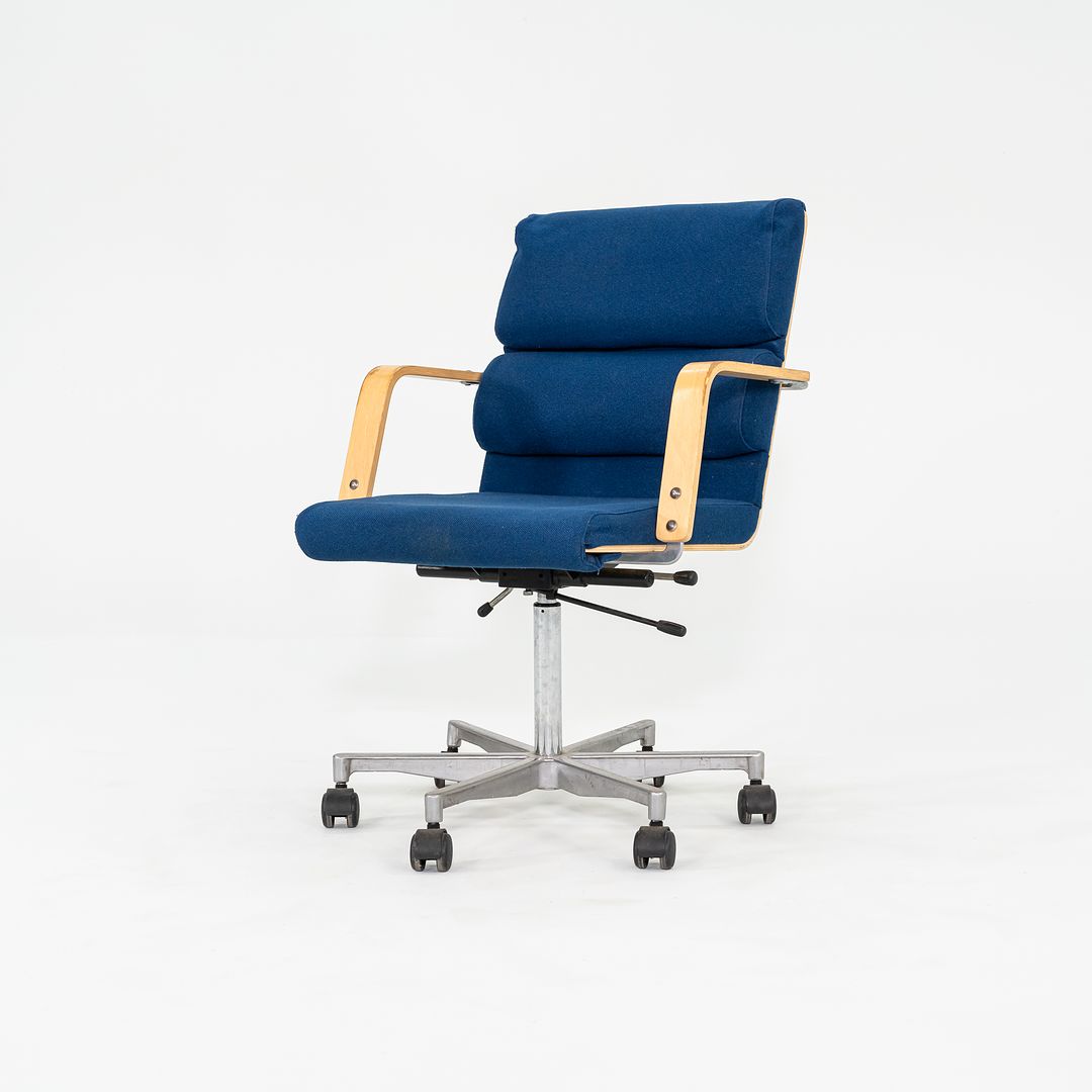 1980s Plaano Chair by Yrjo Kukkapuro for Avarte in Birch with Blue Fabric & Pneumatic Base