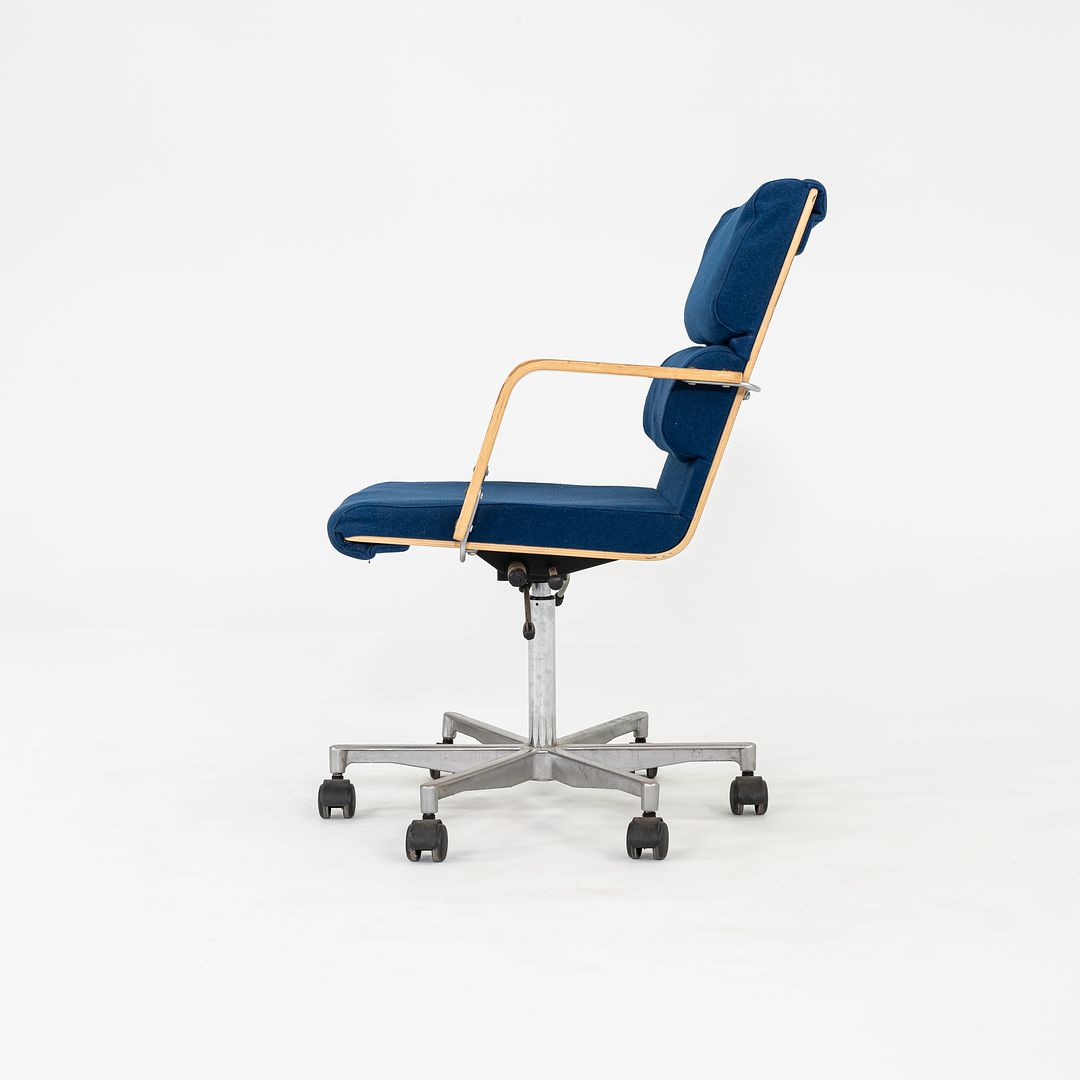 1980s Plaano Chair by Yrjo Kukkapuro for Avarte in Birch with Blue Fabric & Pneumatic Base