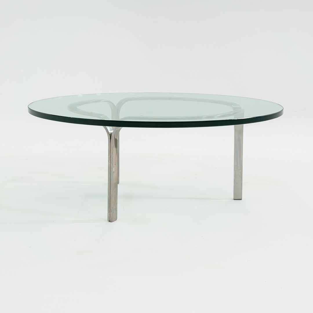 1960s Nicos Zographos for Albano TA.42G.36 Ribbon Coffee Table in Stainless Steel and Glass 36 inch