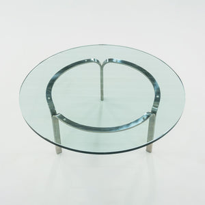 1960s Nicos Zographos for Albano TA.42G.36 Ribbon Coffee Table in Stainless Steel and Glass 36 inch