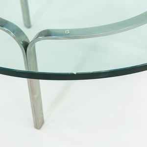 1960s Nicos Zographos for Albano TA.42G.36 Ribbon Coffee Table in Stainless Steel and Glass 36 inch