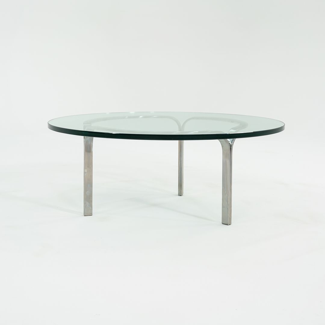 1960s Nicos Zographos for Albano TA.42G.36 Ribbon Coffee Table in Stainless Steel and Glass 36 inch