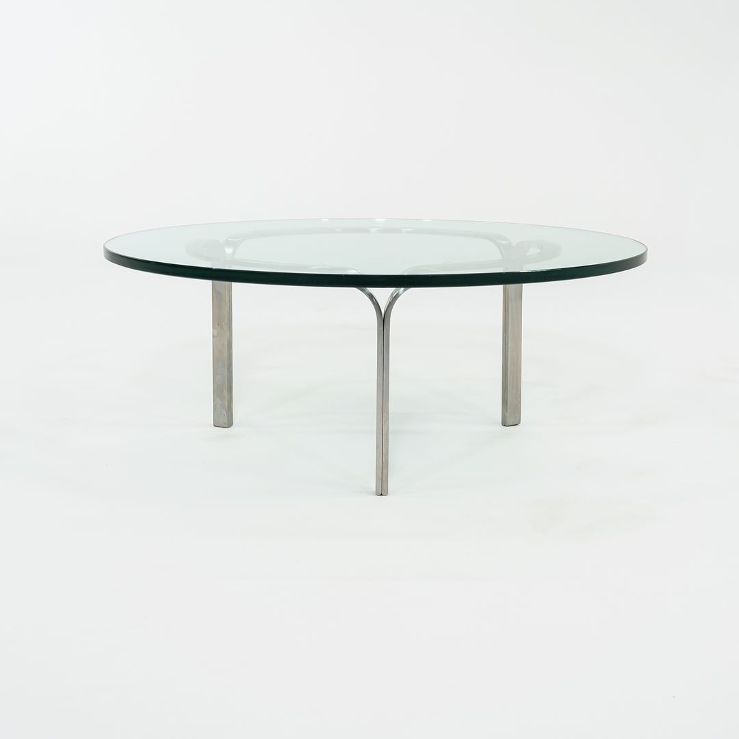 1960s Nicos Zographos for Albano TA.42G.36 Ribbon Coffee Table in Stainless Steel and Glass 36 inch