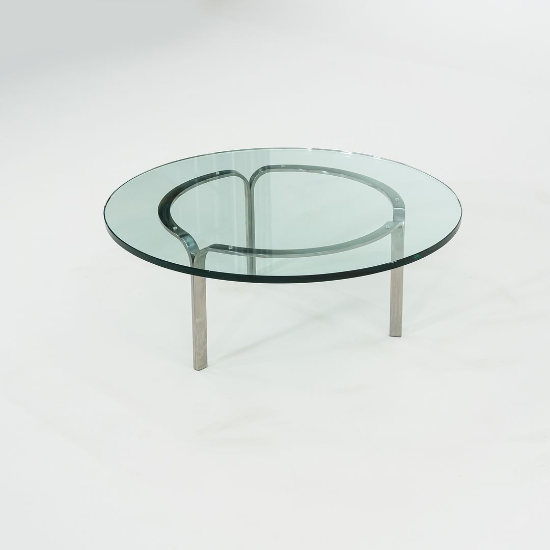 1960s Nicos Zographos for Albano TA.42G.36 Ribbon Coffee Table in Stainless Steel and Glass 36 inch