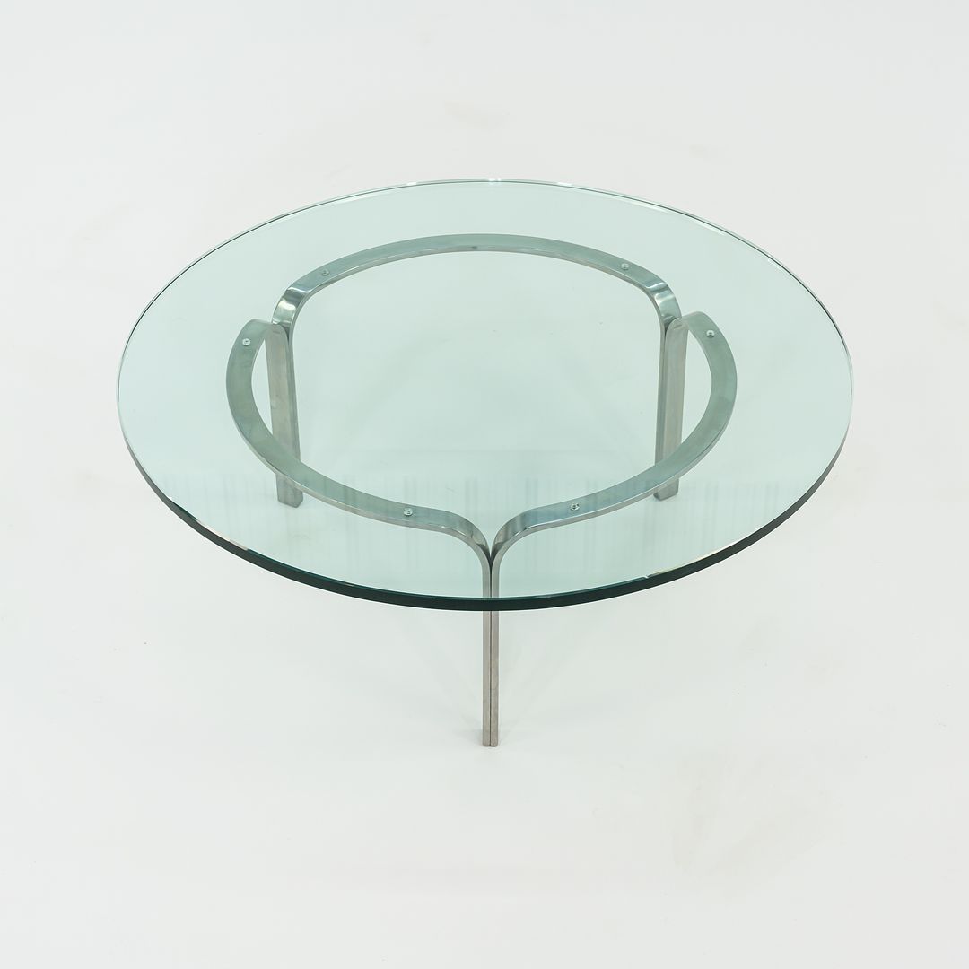 1960s Nicos Zographos for Albano TA.42G.36 Ribbon Coffee Table in Stainless Steel and Glass 36 inch