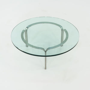 1960s Nicos Zographos for Albano TA.42G.36 Ribbon Coffee Table in Stainless Steel and Glass 36 inch