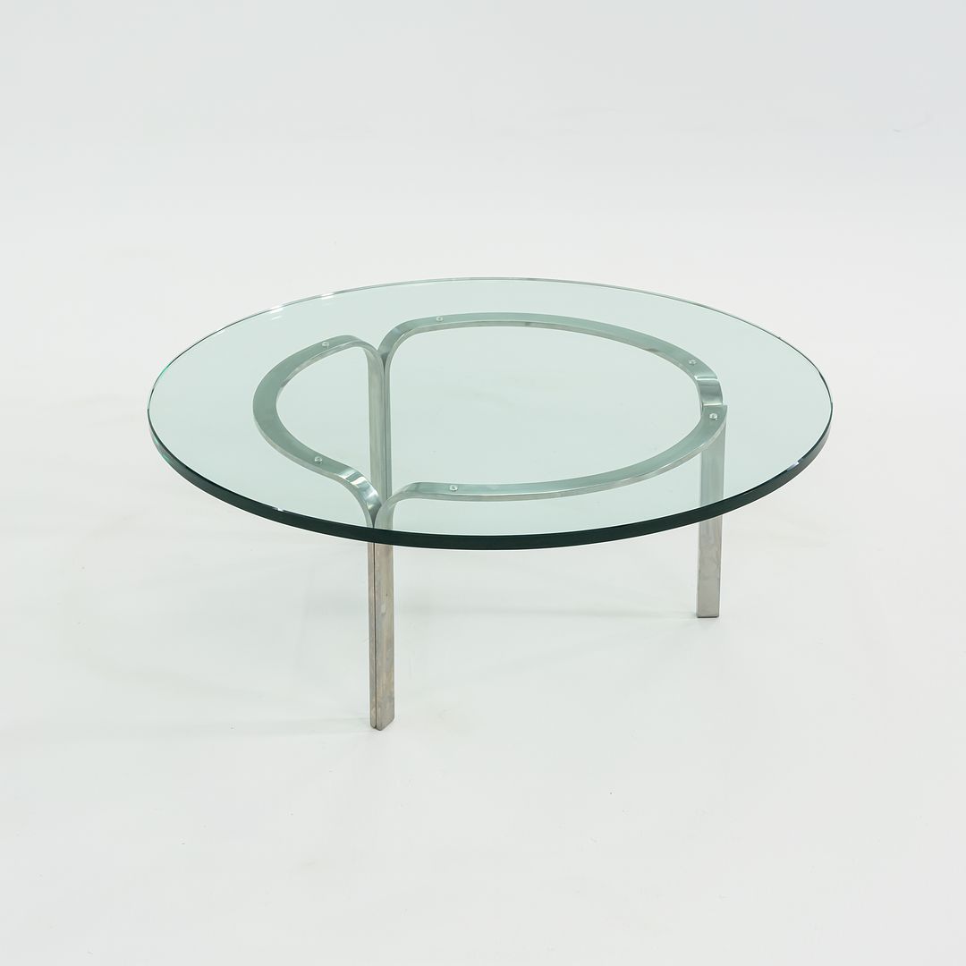 1960s Nicos Zographos for Albano TA.42G.36 Ribbon Coffee Table in Stainless Steel and Glass 36 inch