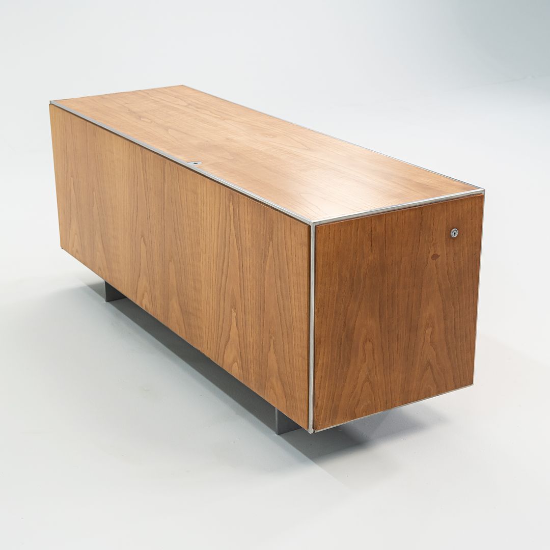 1970s Davis Allen of SOM Custom Oak and Chrome Credenza for General Fireproofing Co. 66 inch