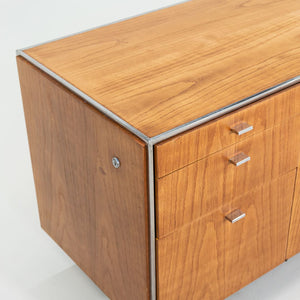 1970s Davis Allen of SOM Custom Oak and Chrome Credenza for General Fireproofing Co. 66 inch