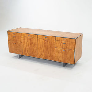 1970s Davis Allen of SOM Custom Oak and Chrome Credenza for General Fireproofing Co. 66 inch