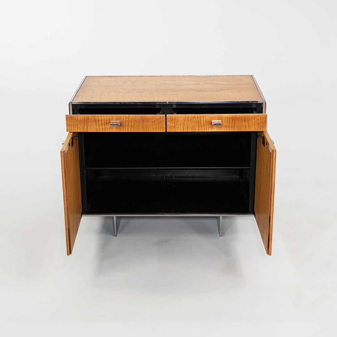 1970s Davis Allen of SOM Custom Oak and Chrome Cabinet for General Fireproofing Co.