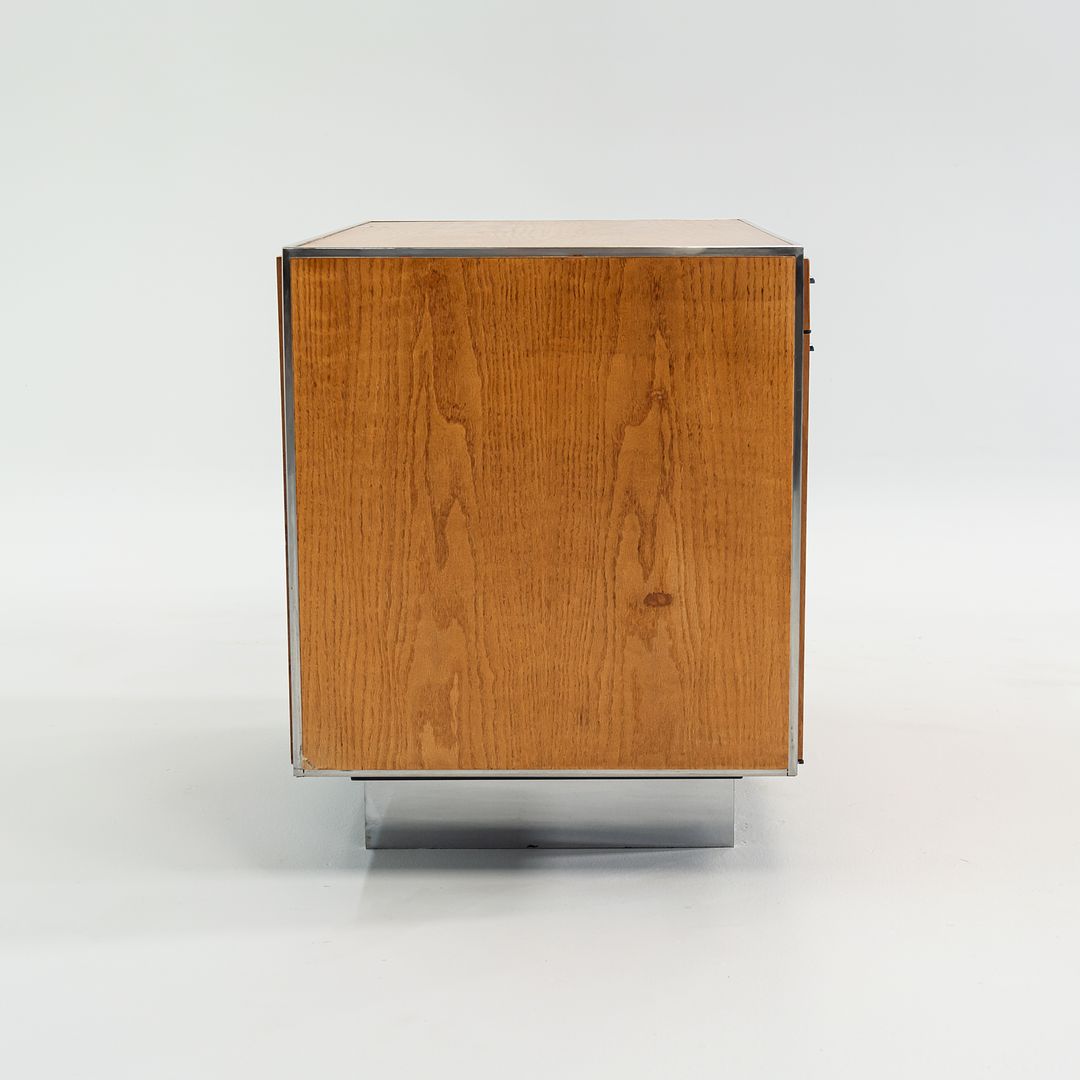 1970s Davis Allen of SOM Custom Oak and Chrome Cabinet for General Fireproofing Co.