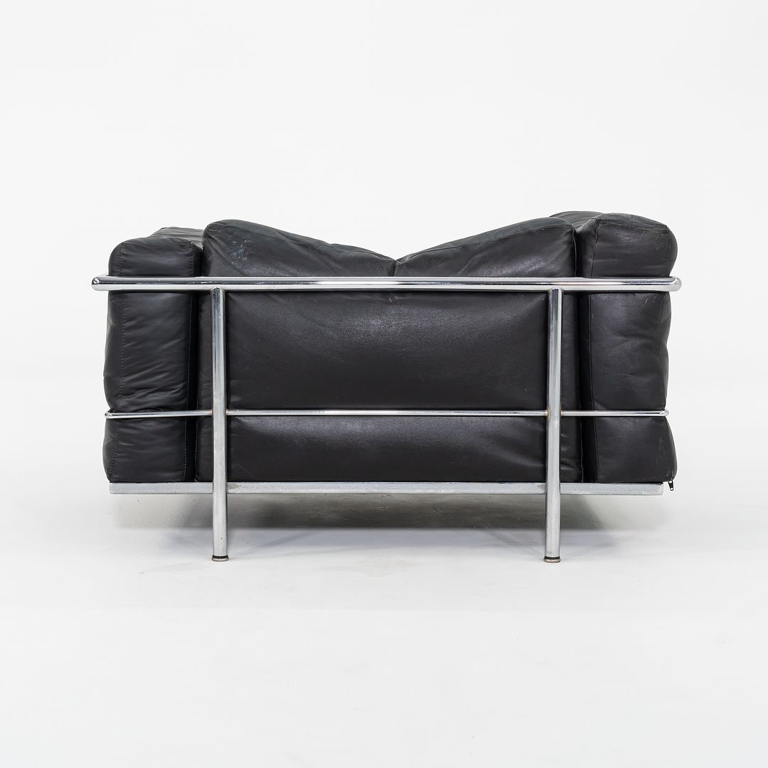 1970s Pair of Le Corbusier Jeanneret Perriand Cassina LC3 Club Lounge Chairs in Black Leather