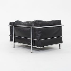 1970s Pair of Le Corbusier Jeanneret Perriand Cassina LC3 Club Lounge Chairs in Black Leather