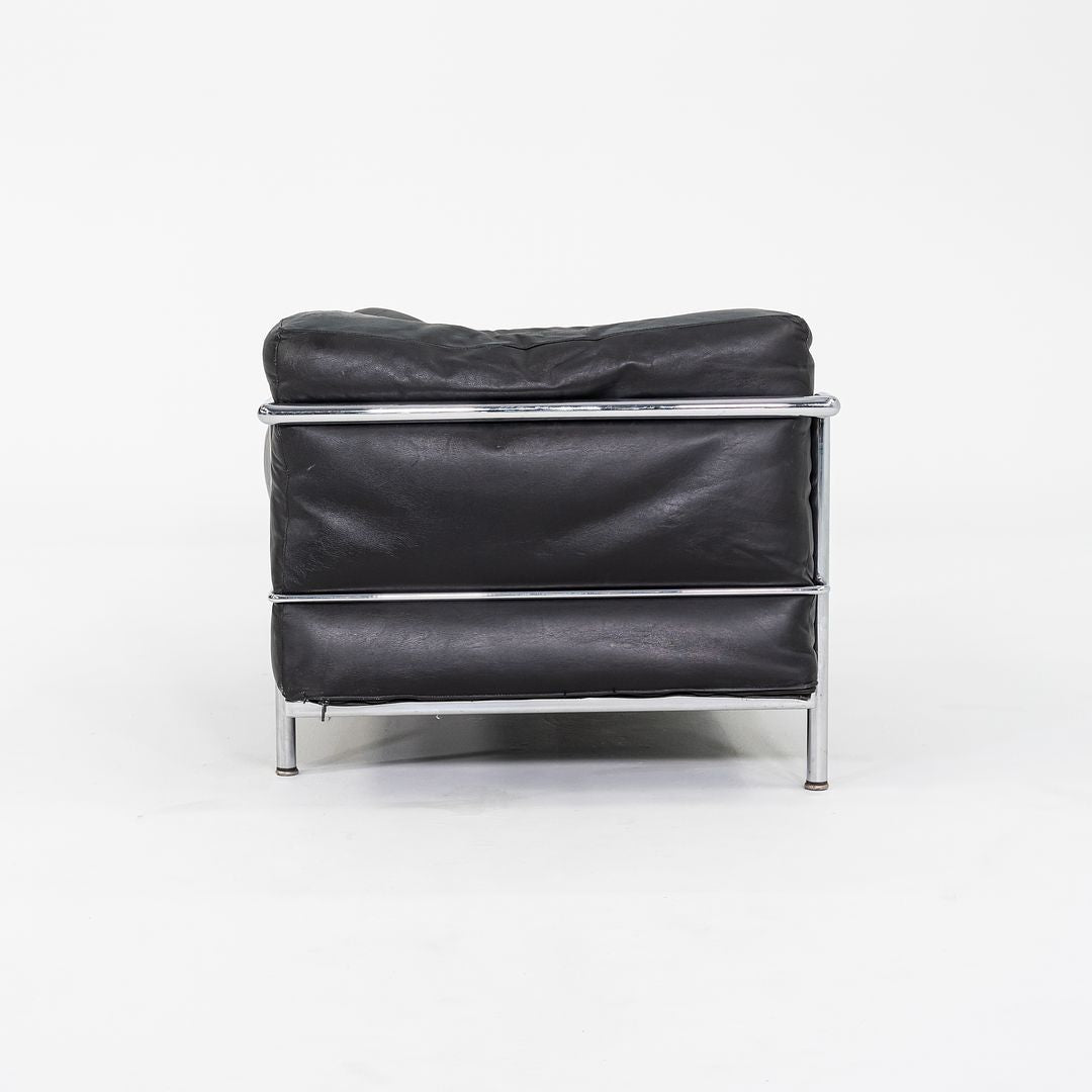 1970s Pair of Le Corbusier Jeanneret Perriand Cassina LC3 Club Lounge Chairs in Black Leather