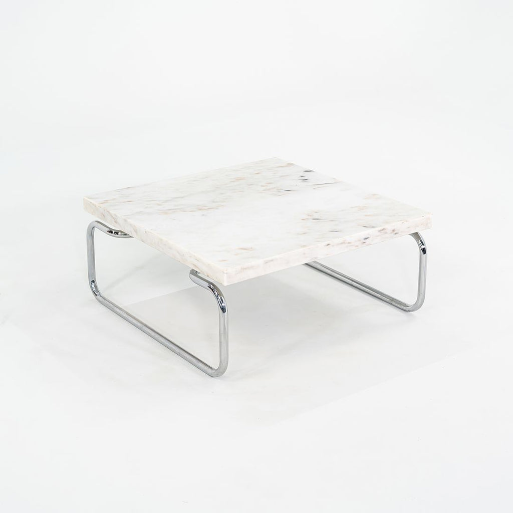 1970s Michael McCarthy for Cassina Tubular Steel Coffee Table in Marble 32 inch