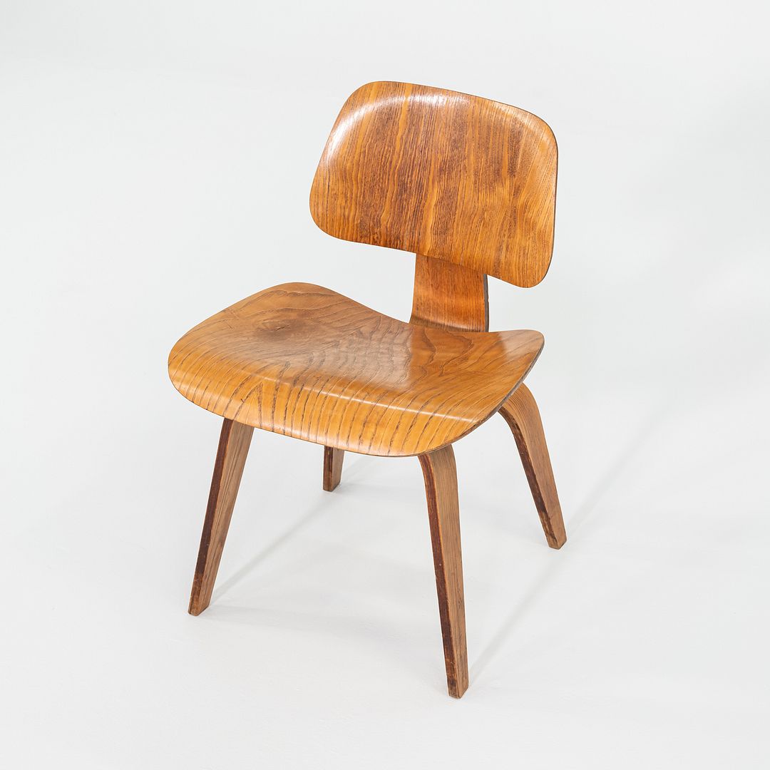 1946 Pair of Eames Evans DCW Dining Chairs in Calico Ash Wood