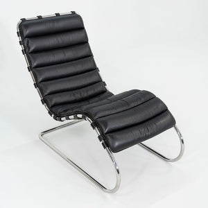 SOLD 1970s Knoll Mies van der Rohe MR Chaise Lounge Chair in Black Leather