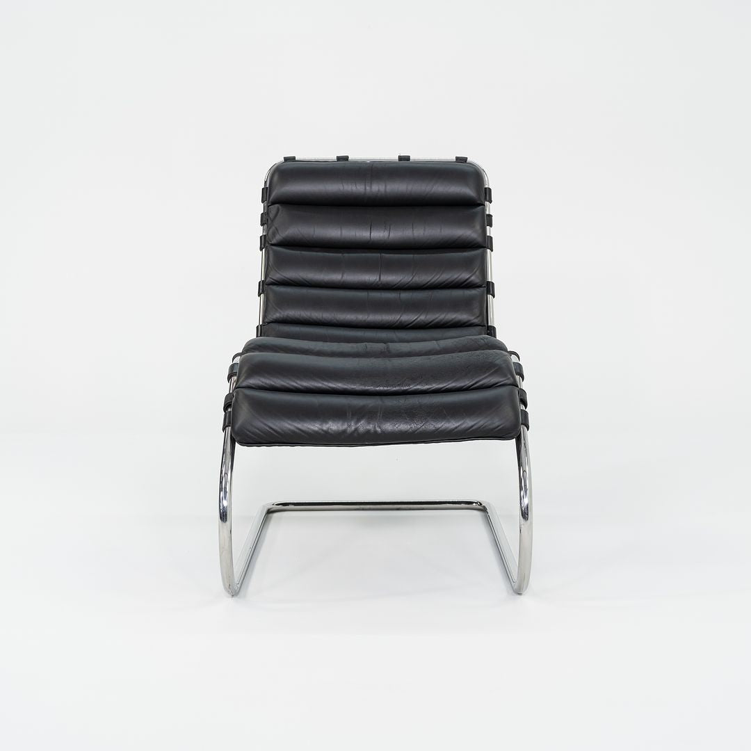 SOLD 1970s Knoll Mies van der Rohe MR Chaise Lounge Chair in Black Leather