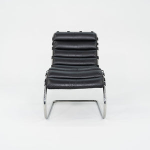 SOLD 1970s Knoll Mies van der Rohe MR Chaise Lounge Chair in Black Leather