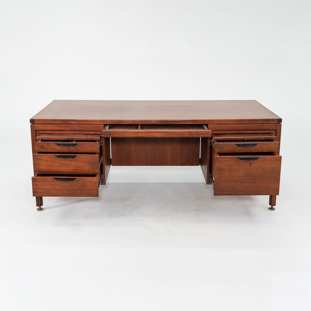 1970 Jens Risom Designs Double Pedestal Executive Desk in Walnut