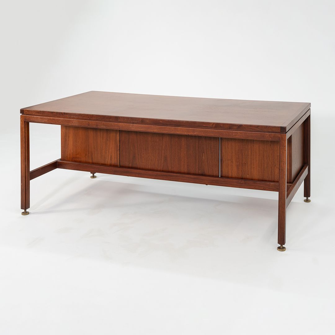 1970 Jens Risom Designs Double Pedestal Executive Desk in Walnut