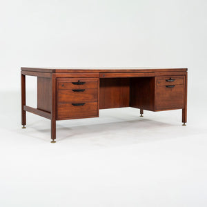 1970 Jens Risom Designs Double Pedestal Executive Desk in Walnut