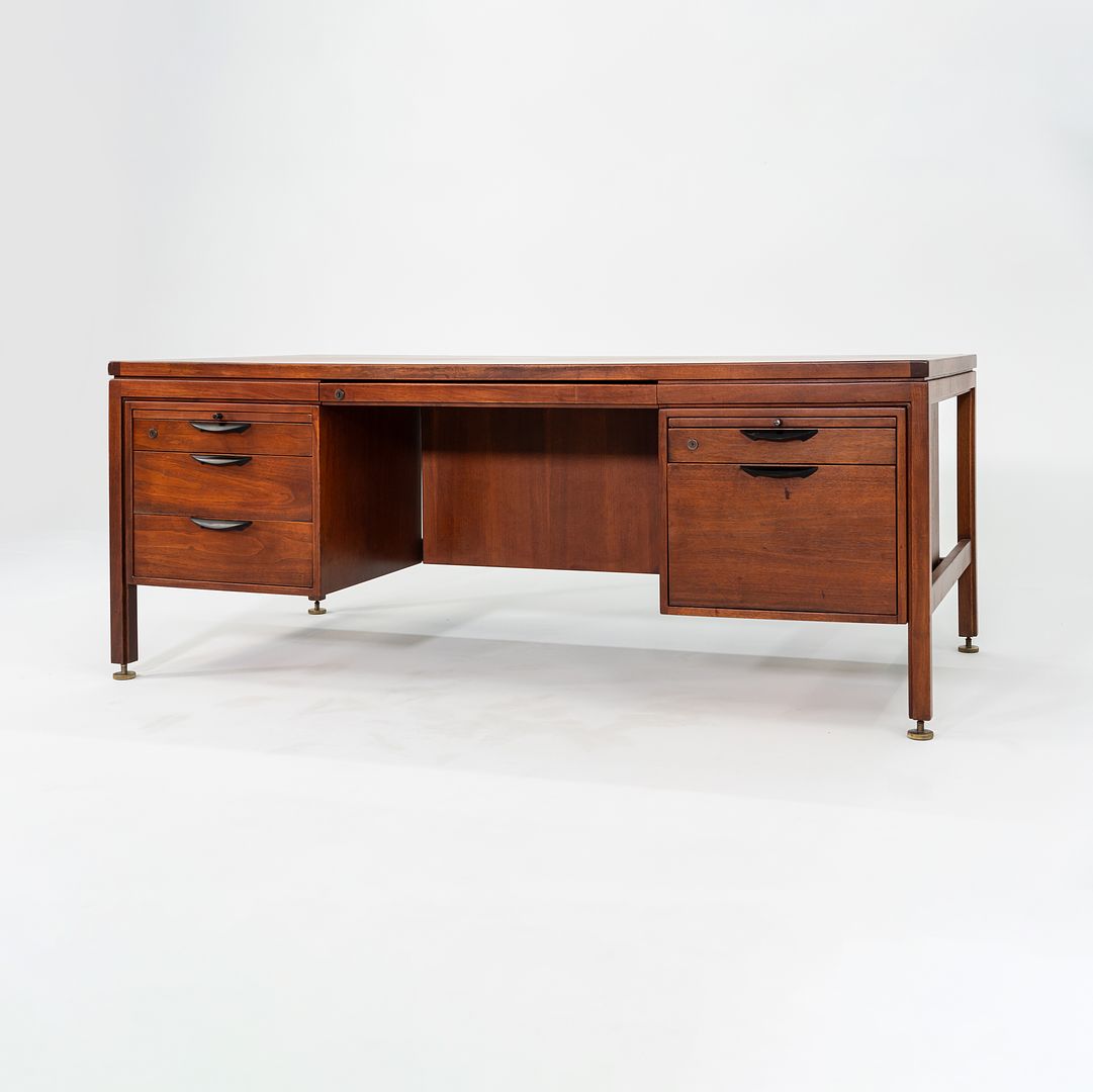 1970 Jens Risom Designs Double Pedestal Executive Desk in Walnut