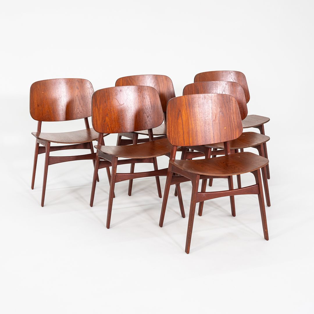 1950s Set of Six Borge Mogensen No. 155 Dining Chairs for Soborg Mobler in Teak