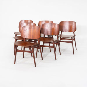 1950s Set of Six Borge Mogensen No. 155 Dining Chairs for Soborg Mobler in Teak