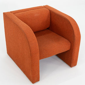 1970s Modern Orange Fabric Lounge or Club Chair with Arms