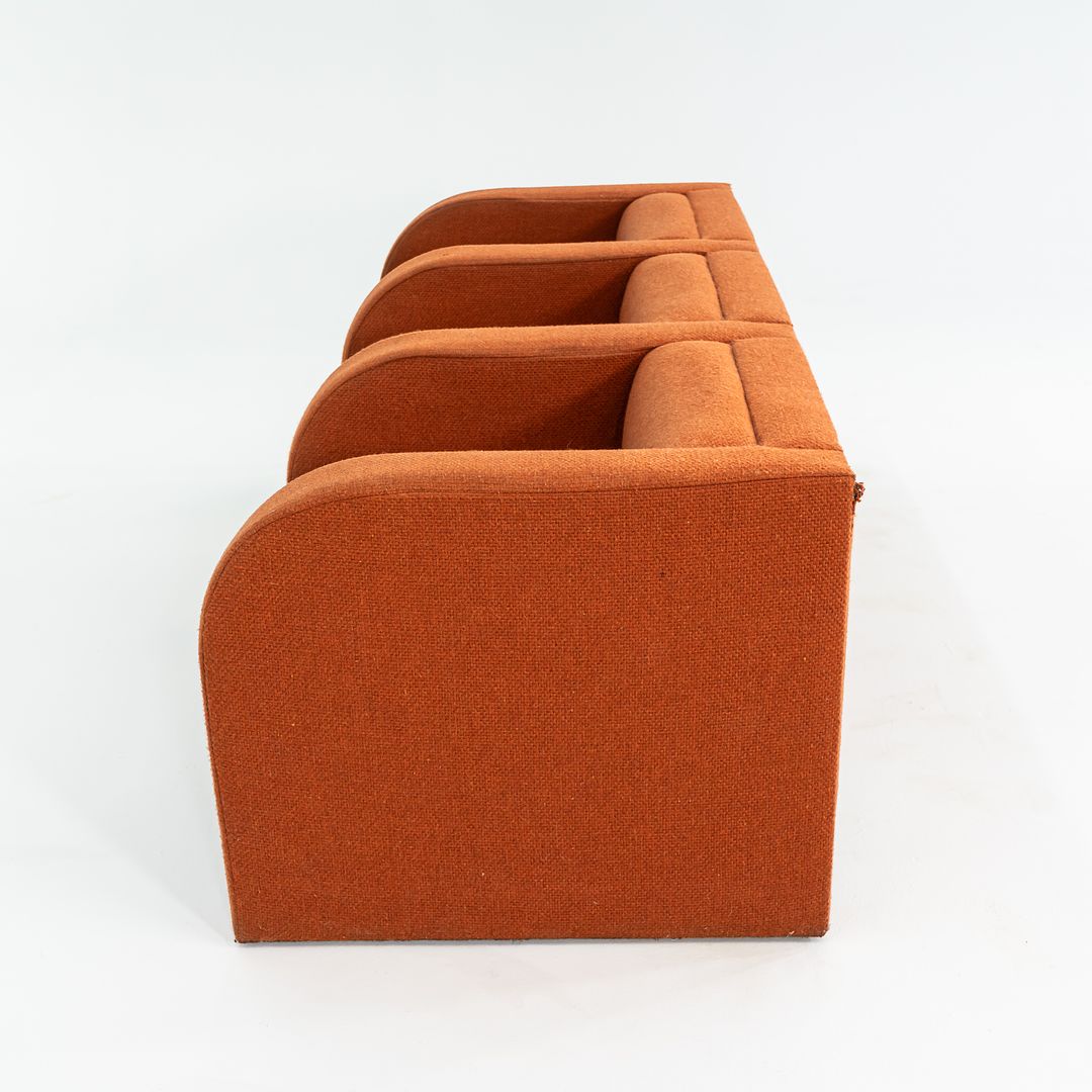 1970s Modernist Sculptural Three Seat Sofa in Orange Fabric