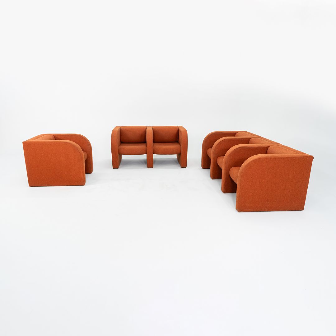 1970s Modern Orange Fabric Lounge or Club Chair with Arms