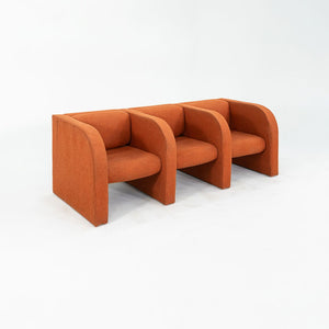 1970s Modernist Sculptural Three Seat Sofa in Orange Fabric