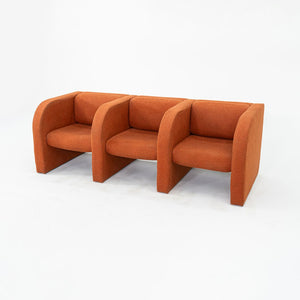 1970s Modernist Sculptural Three Seat Sofa in Orange Fabric