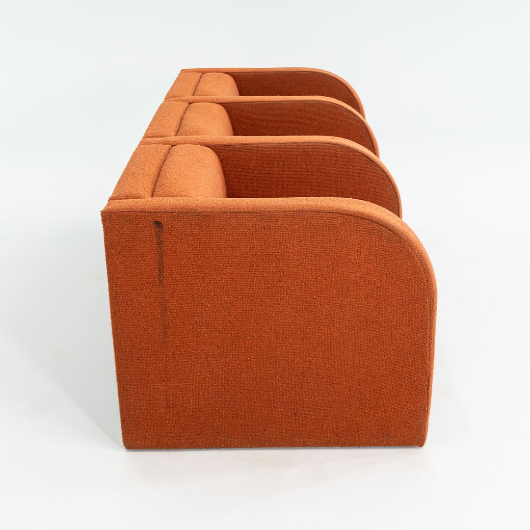 1970s Modernist Sculptural Three Seat Sofa in Orange Fabric