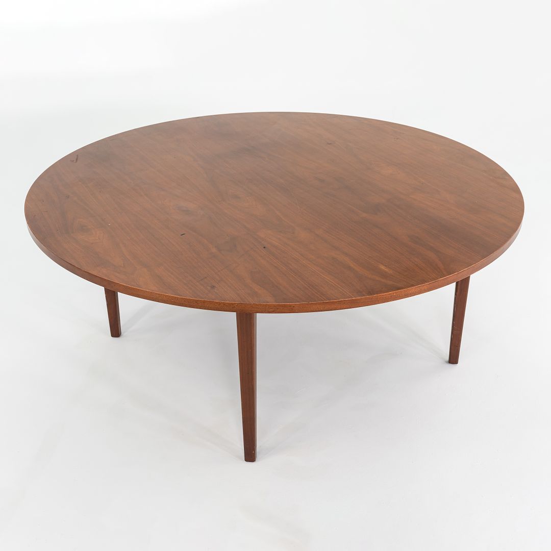 1960s Round American Modern Walnut Dining / Conference Table 72 inch