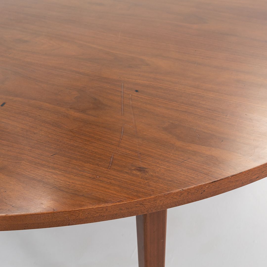 1960s Round American Modern Walnut Dining / Conference Table 72 inch