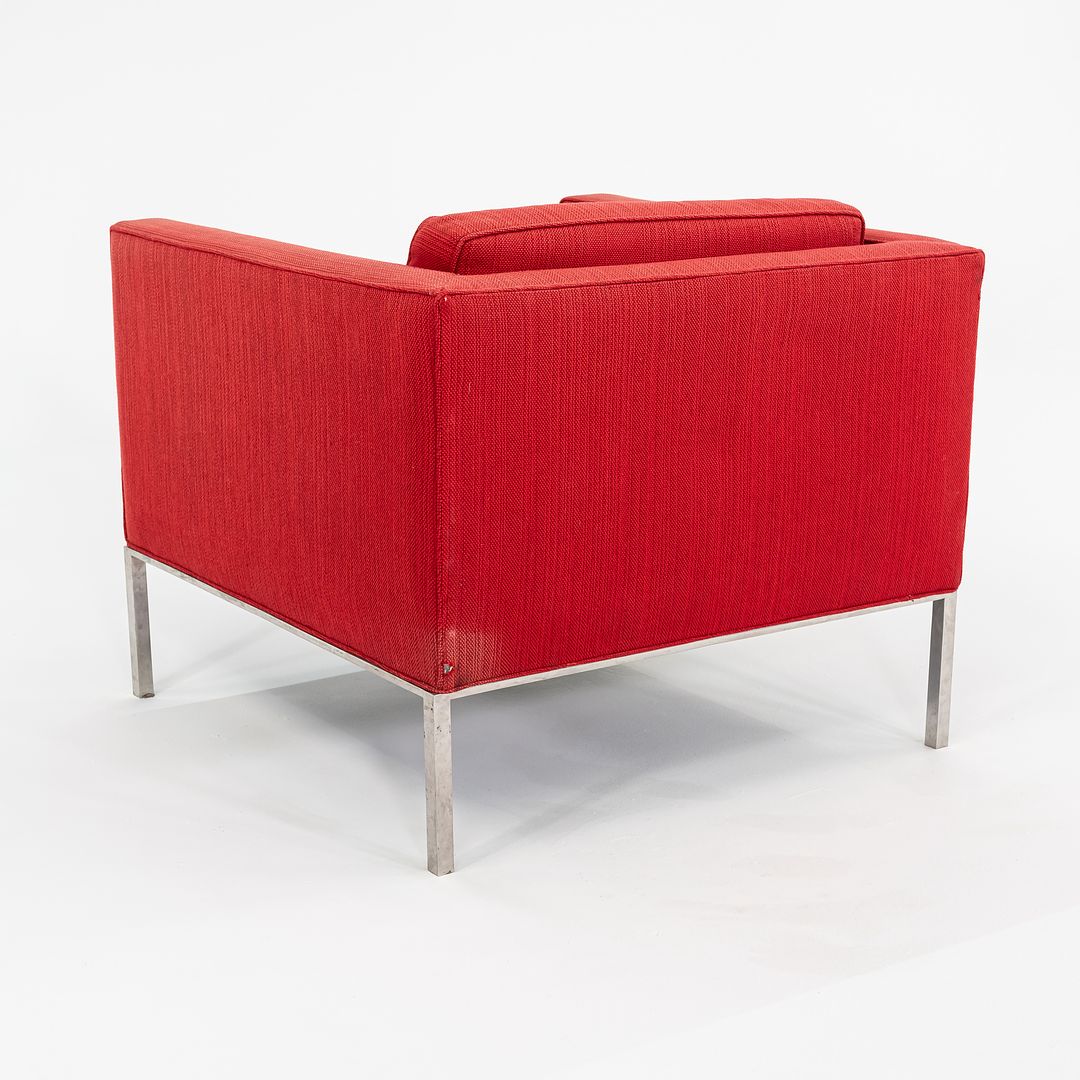 1960s Davis Allen and Gordon Bunshaft of SOM Club Lounge Chair in Polished Stainless with Red Upholstery