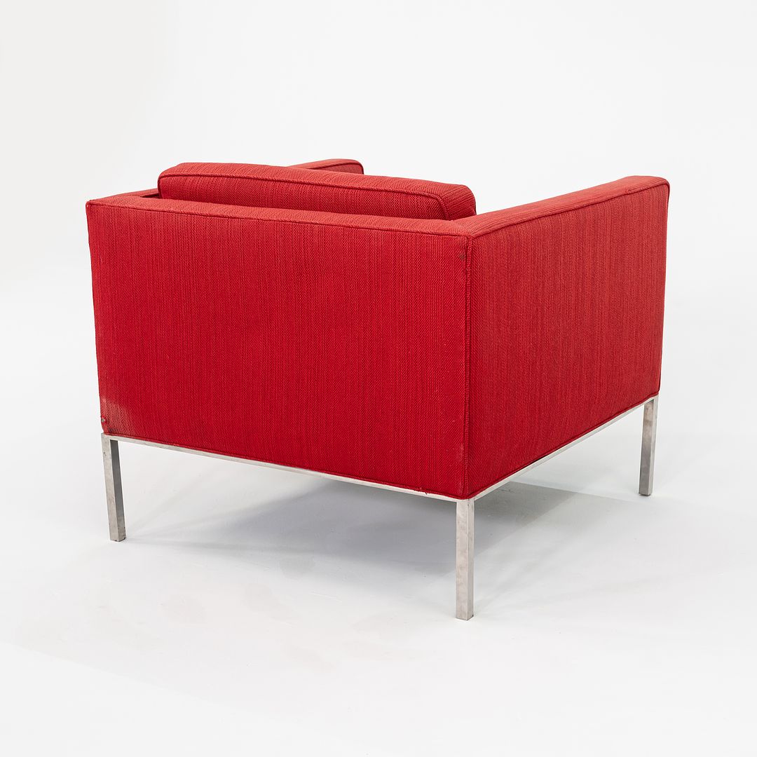 1960s Davis Allen and Gordon Bunshaft of SOM Club Lounge Chair in Polished Stainless with Red Upholstery