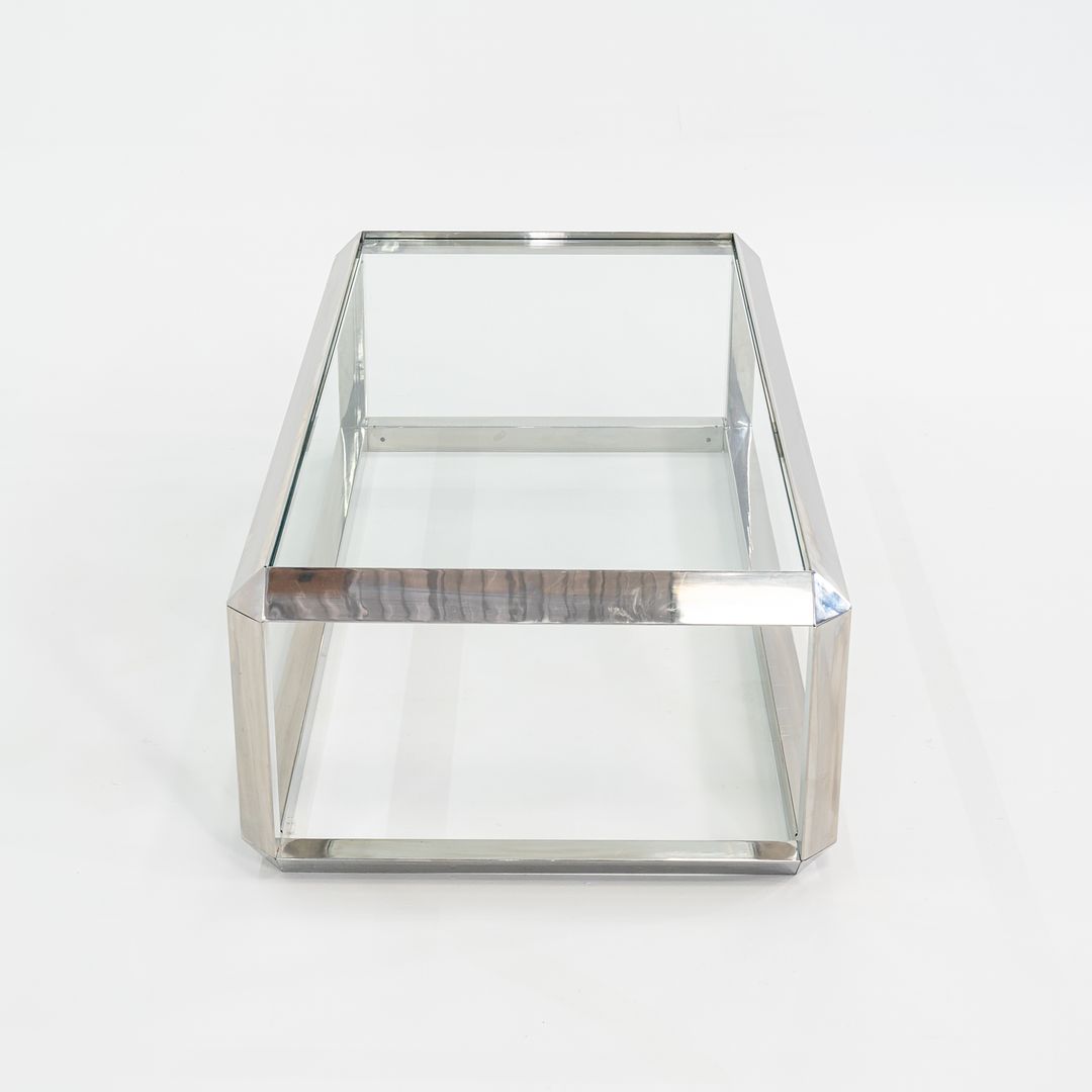 C. 1970s Chromed Steel Coffee Table with Glass Top Attributed to Ross Littell